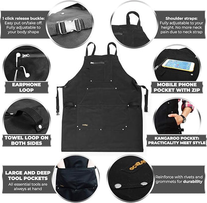 ecoZen Lifestyle Professional Grade Chef Apron for Men for Cooking, BBQ and Grill