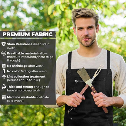 ecoZen Lifestyle Professional Grade Chef Apron for Men for Cooking, BBQ and Grill