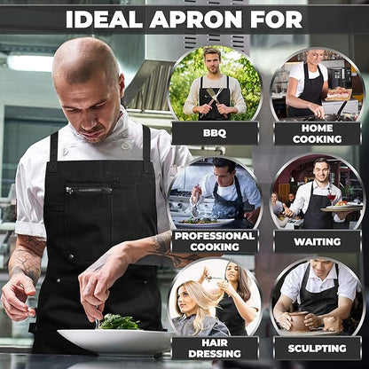 ecoZen Lifestyle Professional Grade Chef Apron for Men for Cooking, BBQ and Grill