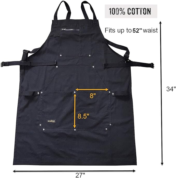ecoZen Lifestyle Professional Grade Chef Apron for Men for Cooking, BBQ and Grill
