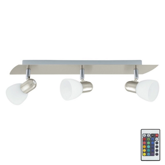 Eglo Enea-C 3 Bulb Bar Spotlight Dimmable – E14-Led RGB Bulbs Included – Matt Nickel SKU 75375