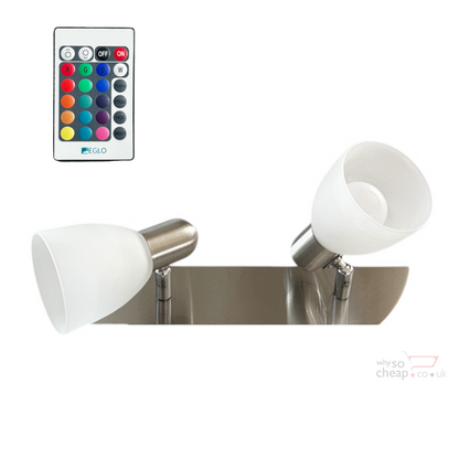 Eglo Enea-C 2 Bulb Bar Spotlight – E14-Led RGB Bulbs Included – Matt Nickel SKU 75374