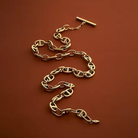 Fossil Heritage D-Link Gold-Tone Anchor Chain Necklace