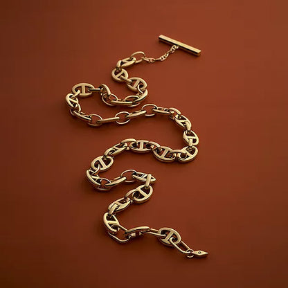 Fossil Heritage D-Link Gold-Tone Anchor Chain Necklace