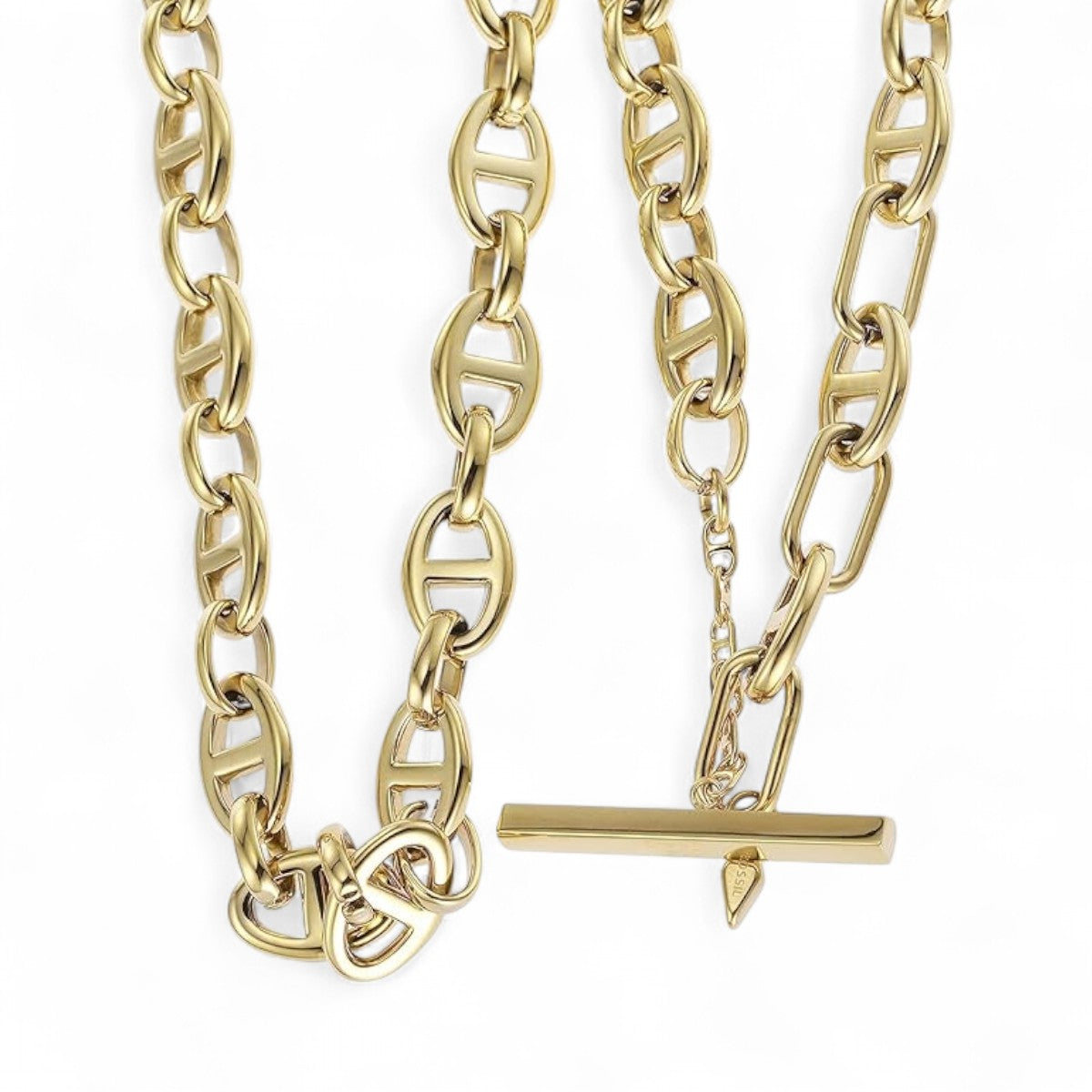 Fossil Heritage D-Link Gold-Tone Anchor Chain Necklace