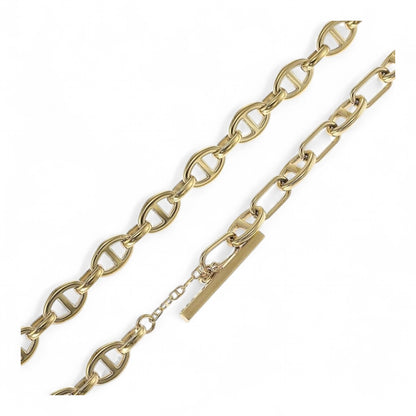 Fossil Heritage D-Link Gold-Tone Anchor Chain Necklace