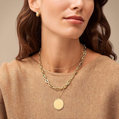 Fossil Heritage D-Link Gold-Tone Anchor Chain Necklace