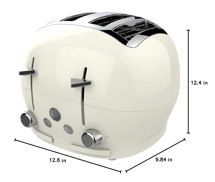 FUNKY Chunky LARGE Retro 4-slice Toaster, Extra Wide & Deep Slots, 6 Browning Levels - Cream