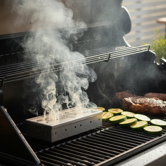 GoodHome BBQ Smoker Box Stainless Steel 22cm for Gas & Charcoal Barbecues