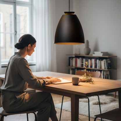 Innermost Chelsea 40 Ceiling Pendant Light – Black/Gold, 42x43cm, Aluminium/Steel, E27 LED, Industrial Modern