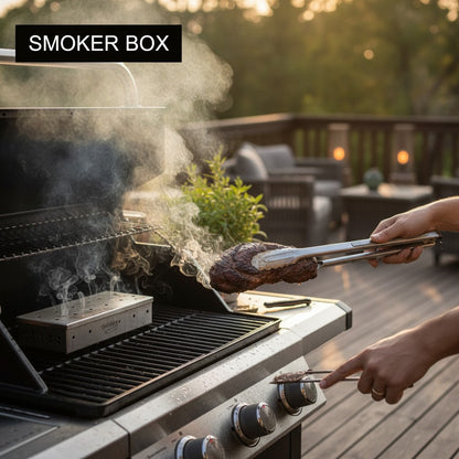 GoodHome BBQ Smoker Box Stainless Steel 22cm for Gas & Charcoal Barbecues
