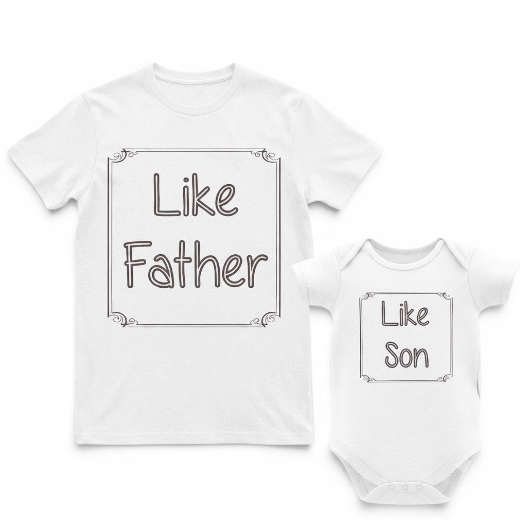 Like Father Like Son Matching T-Shirt Set - White - Size L Only