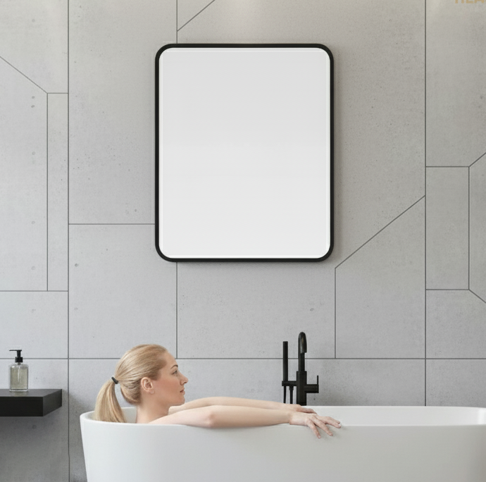 Hearth & Stone - Designer Mirror - 55 x 70cm - Brushed Matte Black