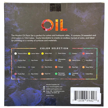 MozArt - Oil Paint Set – 24 x 12 ml Oil Based Paints