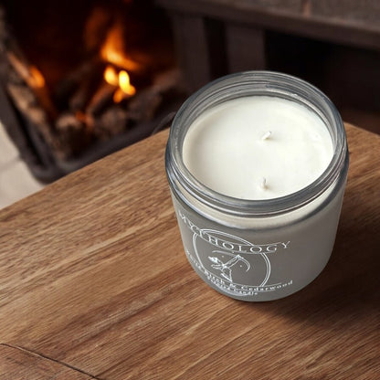 Mythology - Long Burning Double Wick Strongly Scented Candle, Soy Wax 354g - White Birch and Cedarwood