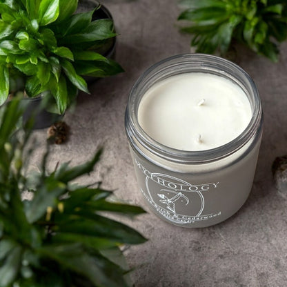 Mythology - Long Burning Double Wick Strongly Scented Candle, Soy Wax 354g - White Birch and Cedarwood