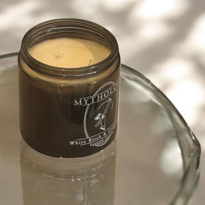 Mythology - Long Burning Double Wick Strongly Scented Candle, Soy Wax 354g - White Birch and Cedarwood