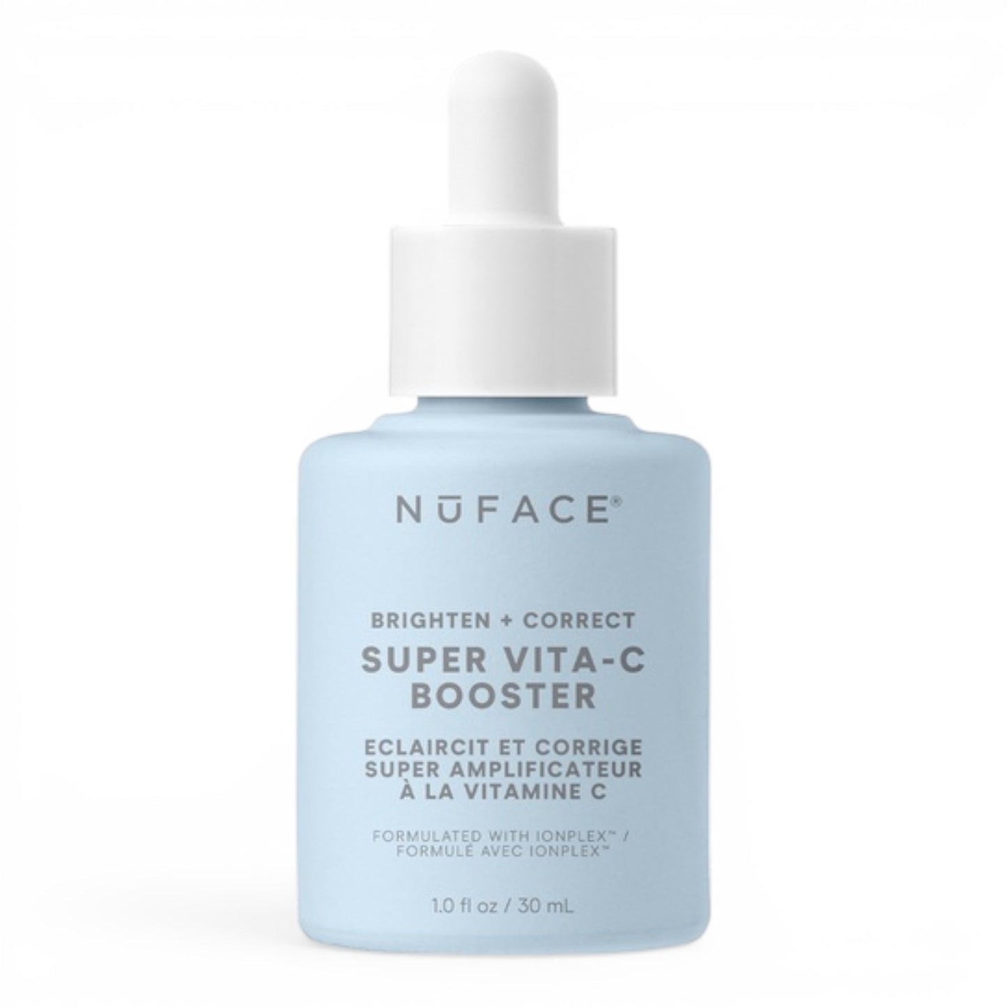 NuFACE Super Vita-C Booster bottle on a white background