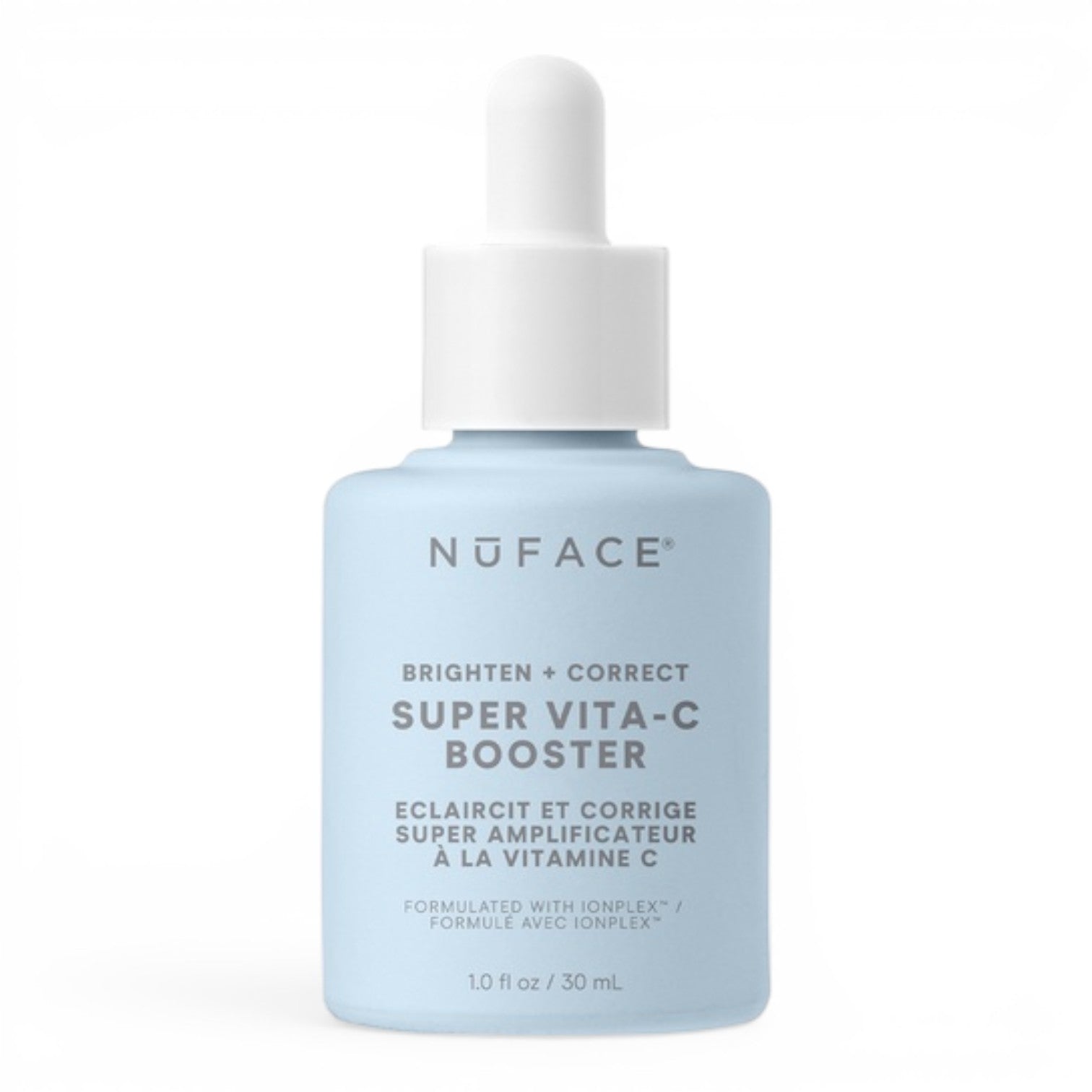 NuFACE Super Vita-C Booster bottle on a white background