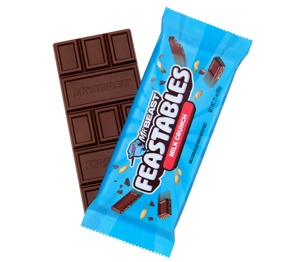 10 x Feastables MrBeast Milk Crunch Chocolate Bars with Puffed Rice – (60g Each)