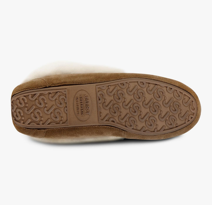Just Sheepskin Francesca Sheepskin Moccasin Slippers in Chestnut Brown - Size UK 4 / EUR 37