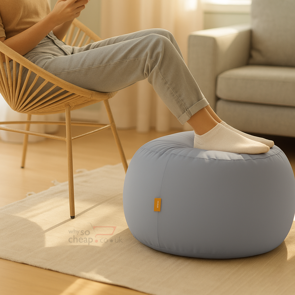 REMY SLEEP The Footrest (2023 Generation) – Earl Grey | Ergonomic Bean-Filled Foot Rest Cushion
