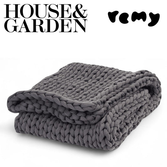 Remy Sleep Weighted Blanket 6 KG Charcoal Grey - The Lounger 100 x 150 cm | Chunky Knit 100% Cotton