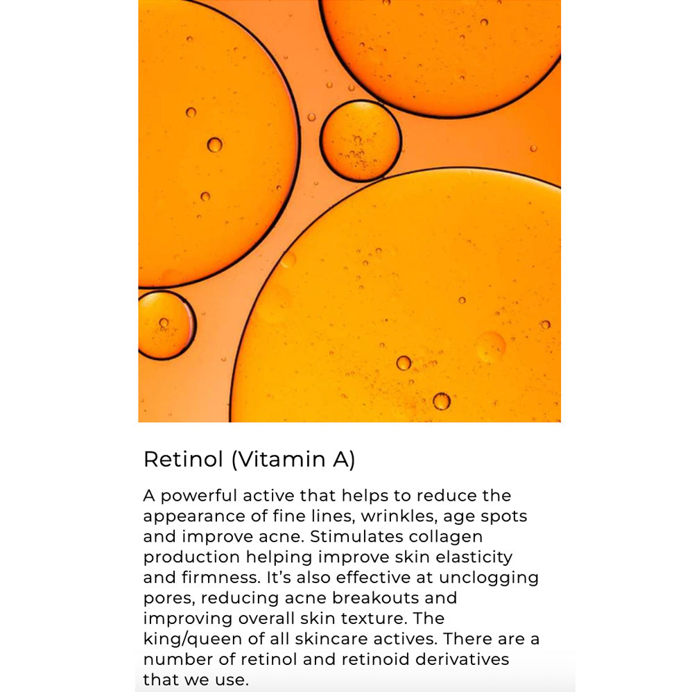 Text about Retinol (Vitamin A) with an abstract orange and yellow background