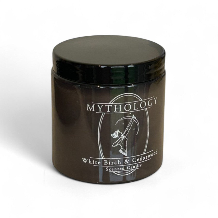 Mythology - Long Burning Double Wick Strongly Scented Candle, Soy Wax 354g - White Birch and Cedarwood