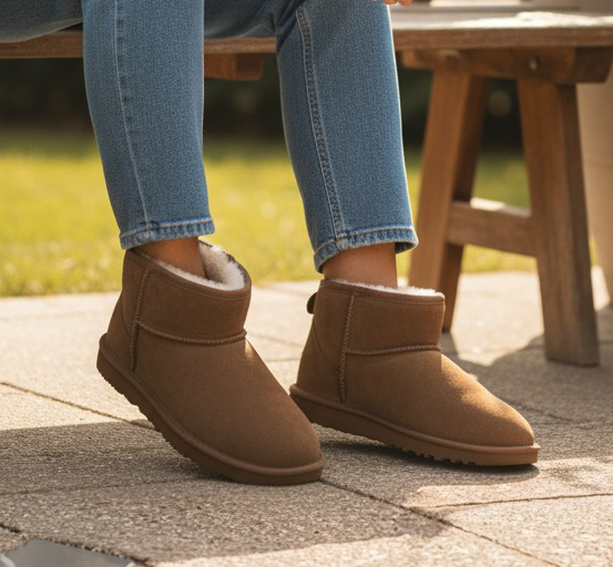 Just Sheepskin Boot Slippers in Chesnut Brown - Size UK 8 / EUR 42