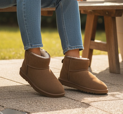 Just Sheepskin Boot Slippers in Chesnut Brown - Size UK 8 / EUR 42