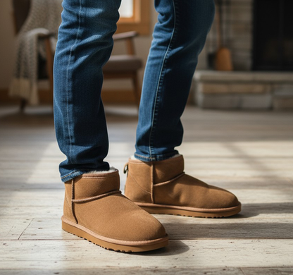 Just Sheepskin Boot Slippers in Chesnut Brown - Size UK 8 / EUR 42