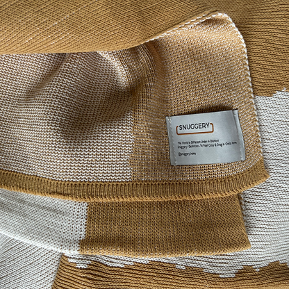 Snuggery Luxury Organic Cotton Knitted Throw Blanket 180 x 125cm - Milos Beige Striped