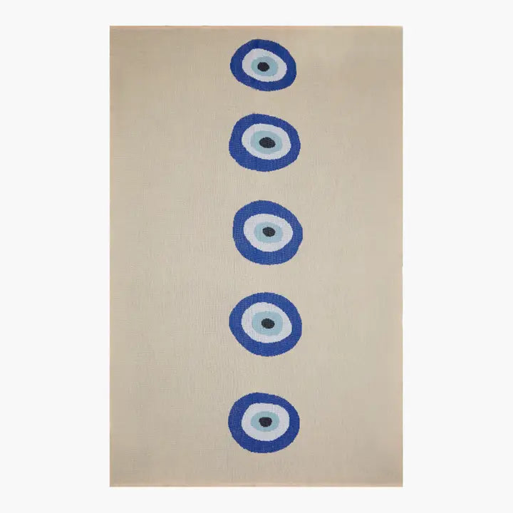 Snuggery Luxury Organic Cotton Knitted Throw Blanket 180 x 125cm - Mykonos Eye Middle Lined