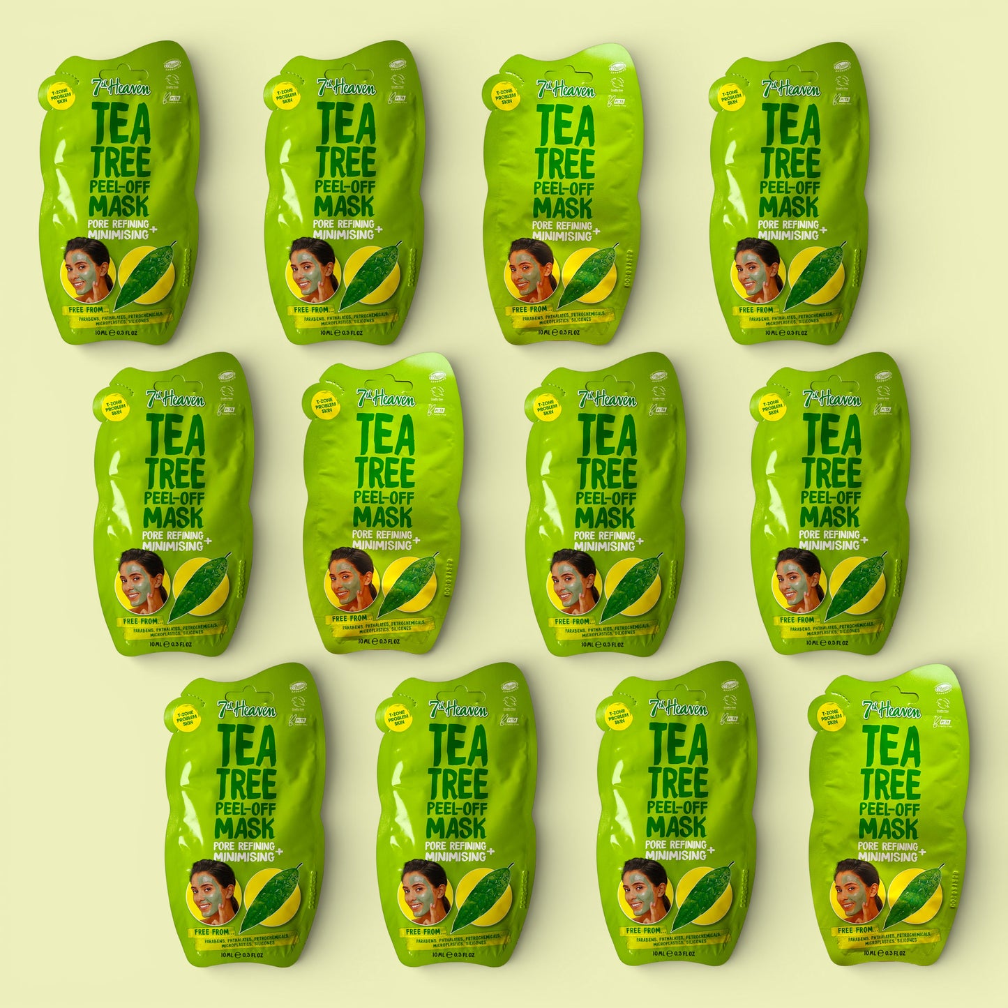 7th Heaven Tea Tree Peel-Off Face Masks, T-Zone and Problem Skin - Minimises & Refines Pores - 12 Pack