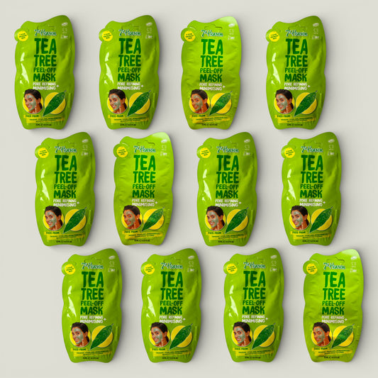 7th Heaven Tea Tree Peel-Off Face Masks, T-Zone and Problem Skin - Minimises & Refines Pores - 12 Pack
