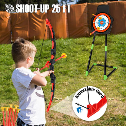 TEMI LED Bow and Arrow Set for Kids – 2 Bows, 20 Suction Arrows, Quivers & Targets – Light-Up Archery Toy for Boys & Girls Ages 3–12 – Outdoor Game