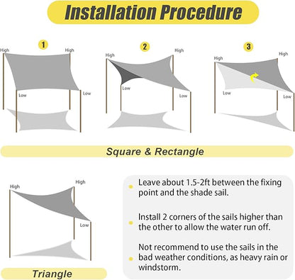 Premium Sun Shade Sail Waterproof UV protection - Square 3m - Sand Coloured