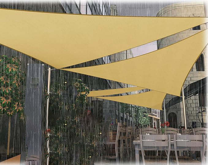 Premium Sun Shade Sail Waterproof UV Protection - Triangle - Sand Coloured