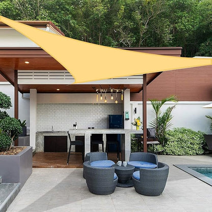 Premium Sun Shade Sail Waterproof UV Protection - Triangle - Sand Coloured