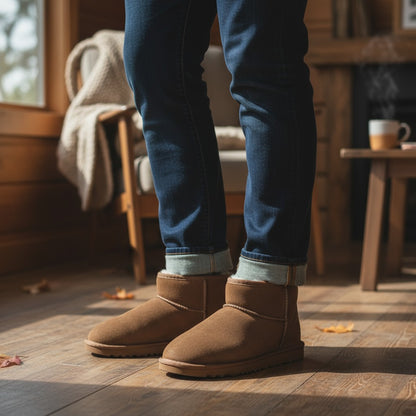 Just Sheepskin Boot Slippers in Chesnut Brown - Size UK 8 / EUR 42