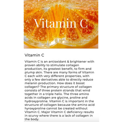 Oranges with a glass of orange juice and text about Vitamin C on a white background