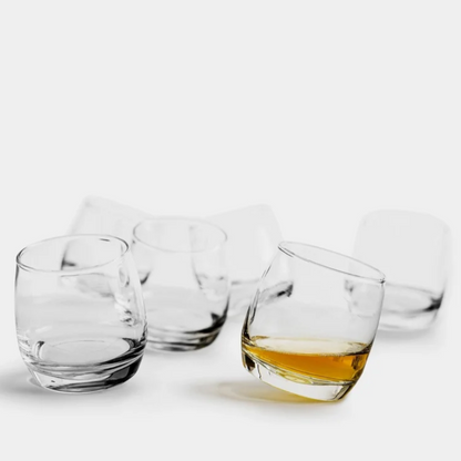 Sagaform Bar Rocking Whiskey Glass, 6 pcs. Hand Blown 20cl Dishwasher Safe